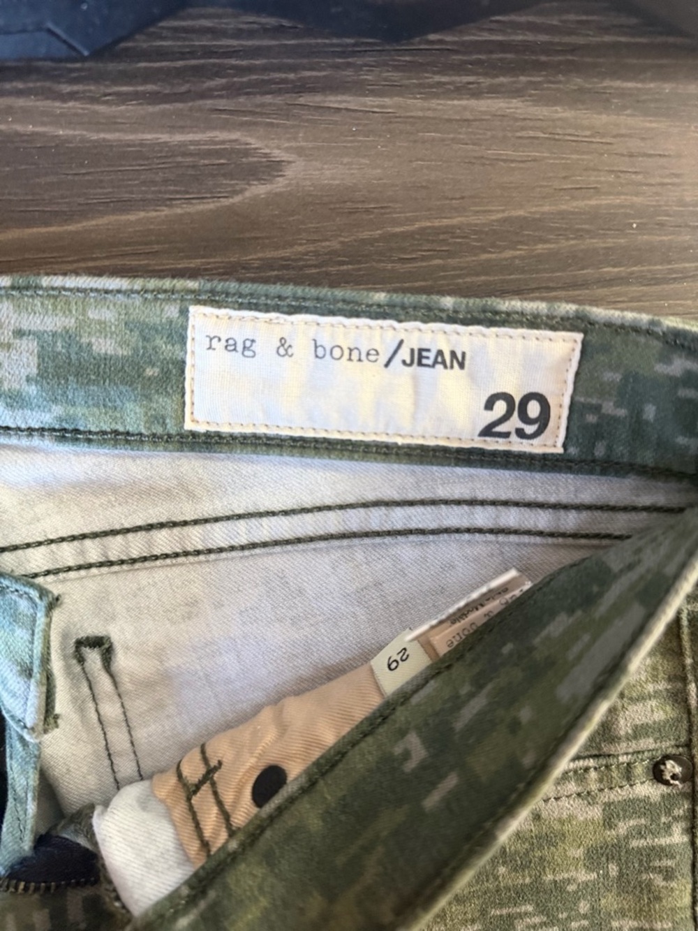 rag & bone Green Camo Skinny Jeans